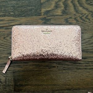Kate Spade Pink Glitter Zip-Up Wallet
